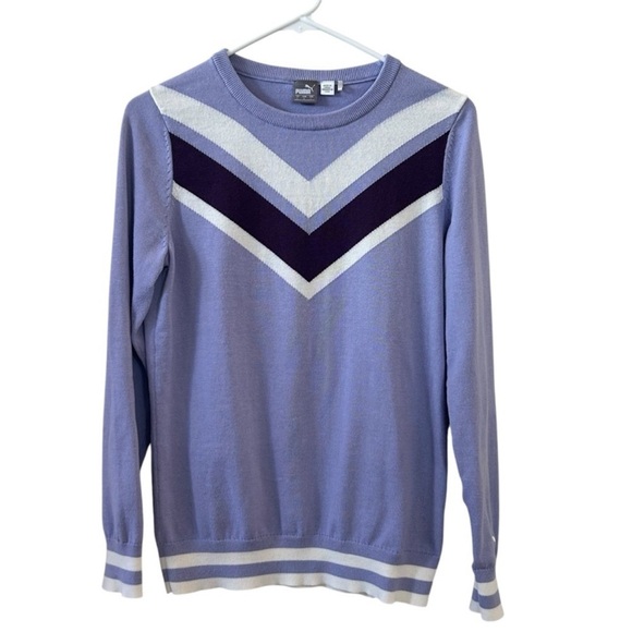Women’s Puma Preppy Purple Chevron Sweater Large 💜 - Picture 1 of 5